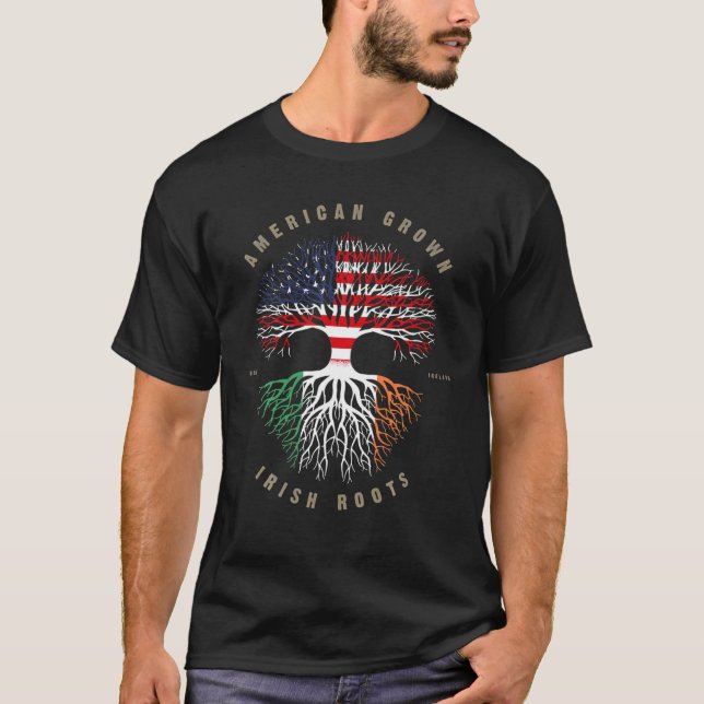Camiseta American Grown Irish Roots Ireland Flag (Frente)