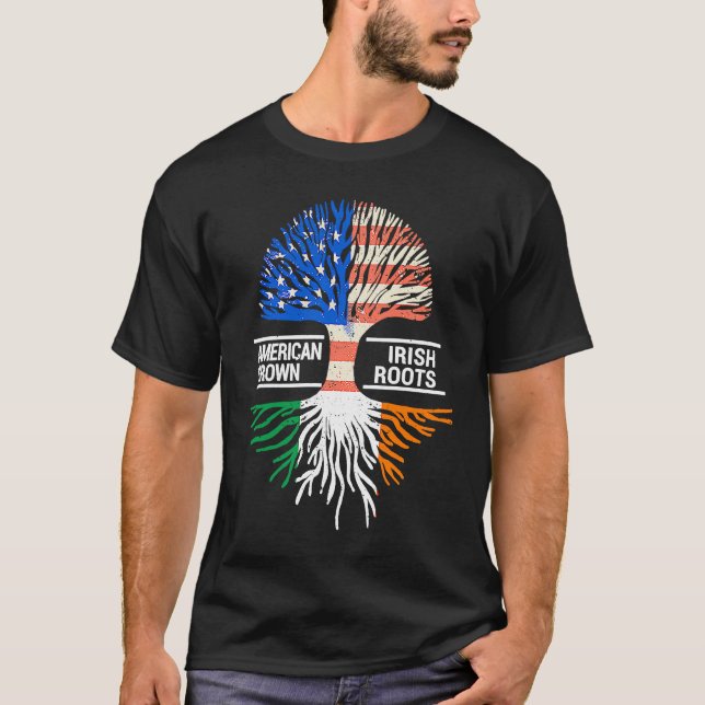 Camiseta American Grown Irish Roots USA Ireland Flag ST PAT (Frente)