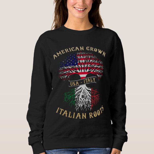 Camiseta American Grown Italian Roots Italy Flag Pride Cool (Frente)
