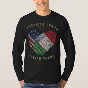 Camiseta American Grown Italiana Heart Love Italy Flag