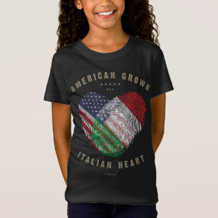 Camiseta American Grown Italiana Heart Love Italy Flag