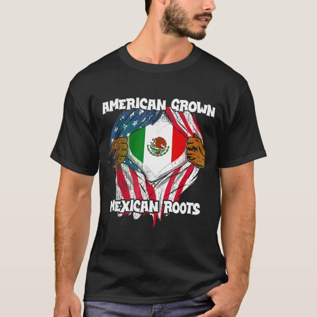 Camiseta American Grown Mexican Roots Mexico Country Lover  (Frente)