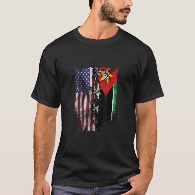 Camiseta American Grown Mozambican Roots USA Mozambique Fla (Frente)