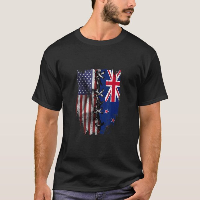 Camiseta American Grown New Zealand Roots USA New Zealand F (Frente)
