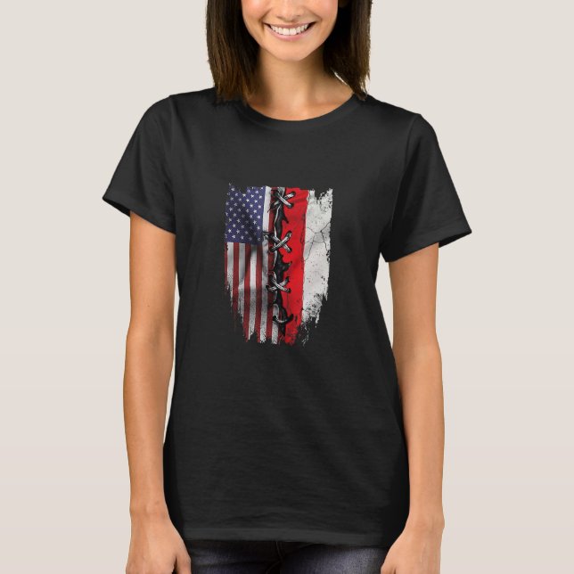 Camiseta American Grown Polonês Roots USA Polônia Flag (Frente)