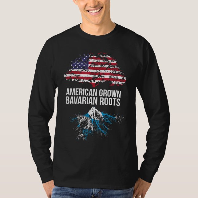 Camiseta American Grown with Bavarian Roots - Baviera (Frente)