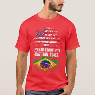 Camiseta American Grown with Brazilian Roots USA Flag Brazi