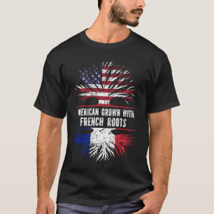 Camiseta American Grown with French Roots USA Flag