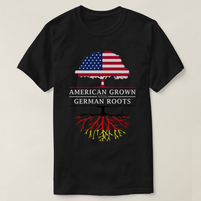 Camiseta American Grown with German Roots - Alemanha Premiu (Frente do Design)