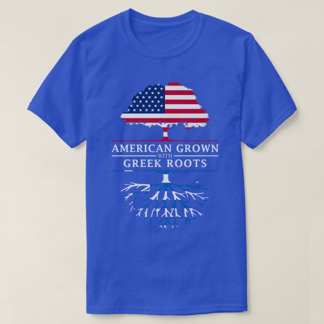Camiseta American Grown with Greek Roots  Greece Premium  (Frente do Design)