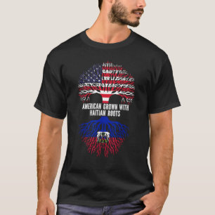 Camiseta American Grown with Haitian Roots USA Flag