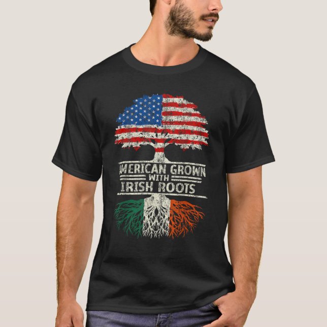 Camiseta American Grown with Irish Roots Ireland Flag (Frente)