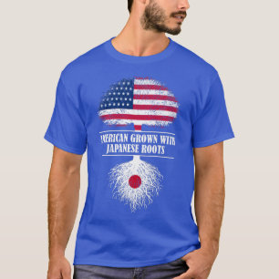 Camiseta American grown with japanese roots americans flag