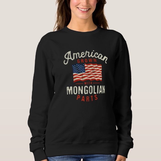 Camiseta American Grown with Mongolian Parts Patriotic Nati (Frente)