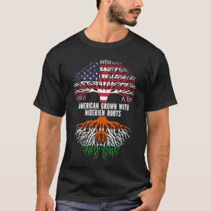 Camiseta American Grown with Nigerien Roots USA Flag