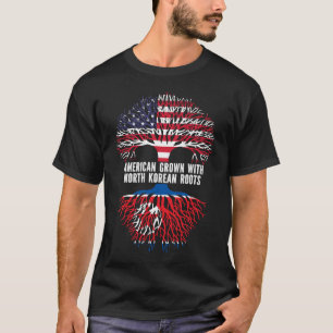 Camiseta American Grown with North Coreano Roots USA Flag