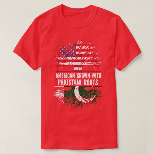 Camiseta American Grown With Pakistani Roots Usa Flag Pakis (Frente do Design)