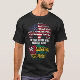 Camiseta American Grown with Togolês Roots USA Flag