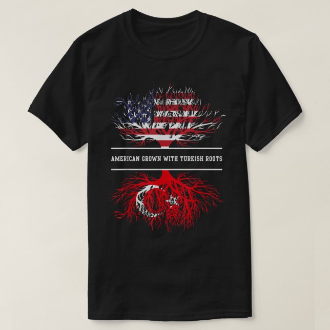 Camiseta American Grown With Turkish Roots  Turkey Tee  (Frente do Design)
