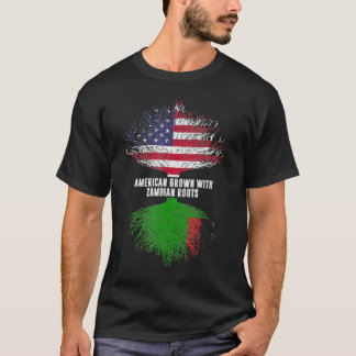 Camiseta American Grown with Zambian Roots USA Flag Zambia 