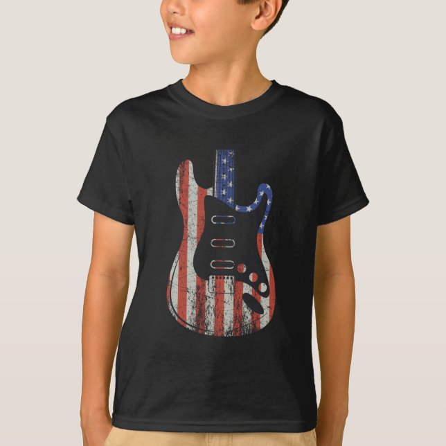 Camiseta American Guitar Player US Flag Music Lover (Frente)