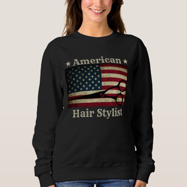 Camiseta American Hair Stylist  Shears Tools American Flag  (Frente)