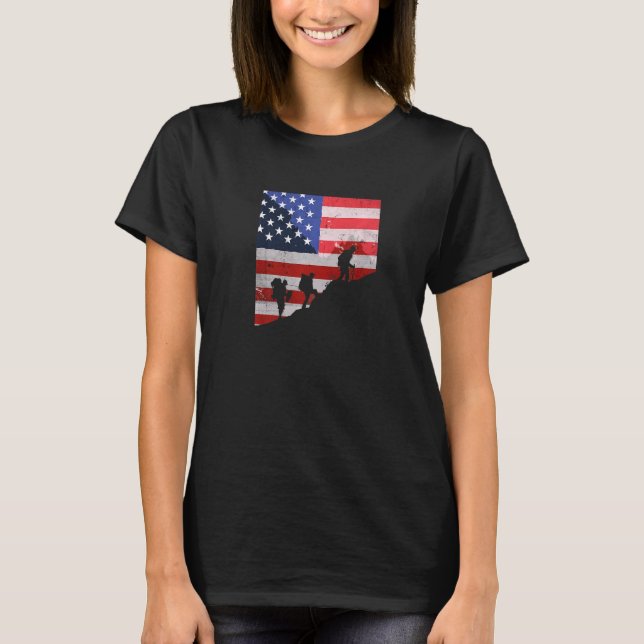 Camiseta American Hking Flag Usa Mountain Trekking Usa Hik (Frente)