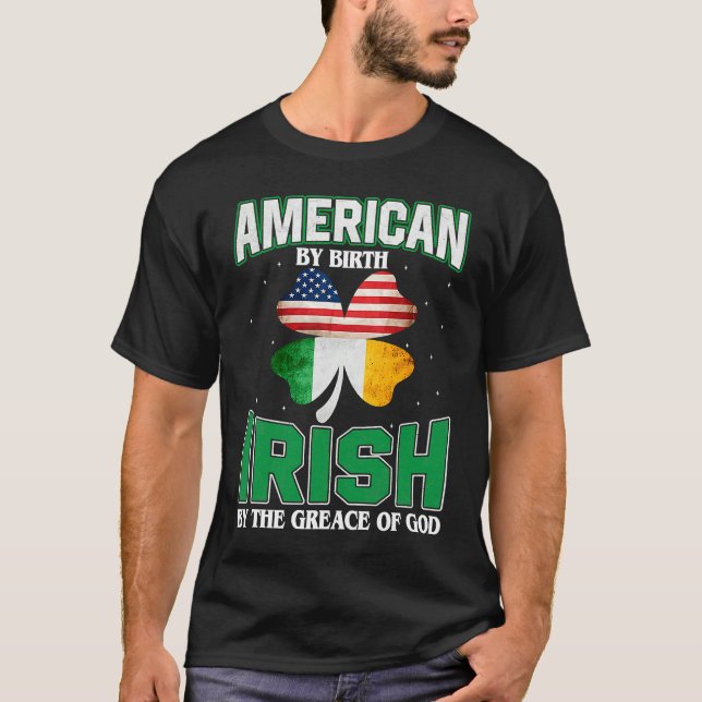 Camiseta American Irish Shamrock Lucky St Patricks Day Men  (Frente)