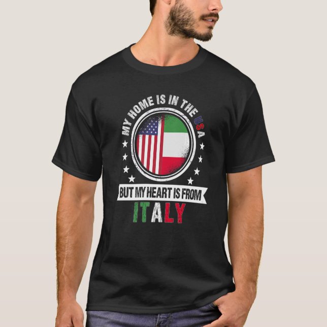 Camiseta American Italiana Flag Heart, da Itália American P (Frente)