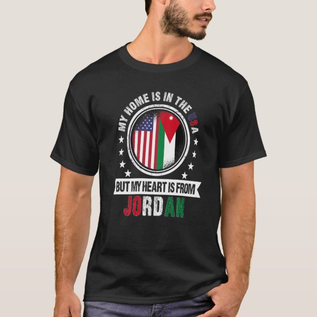 Camiseta American Jordanian Flag Heart da Jordânia American (Frente)