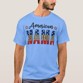 Camiseta American Mama 4th Of July Leopard Fourth Of July M