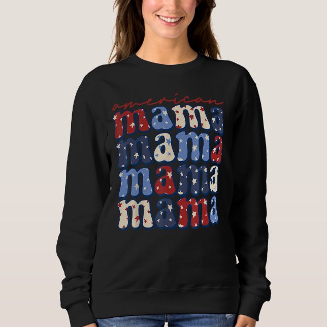Camiseta American Mama Mom Life Patriotic 4th Of July Ameri (Frente)