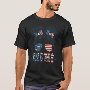 Camiseta American Mini Messy Bun American Flag Patriótico 4