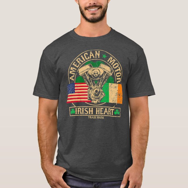 Camiseta American Motor Irish Heart T shirt para irlandês (Frente)