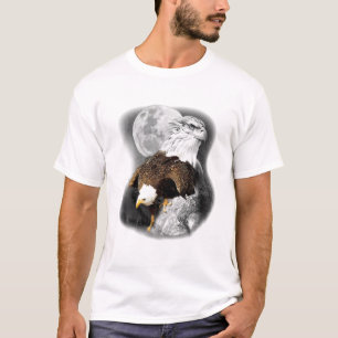 Camiseta American Nature Eagle Trabalho de arte Moon Sketch