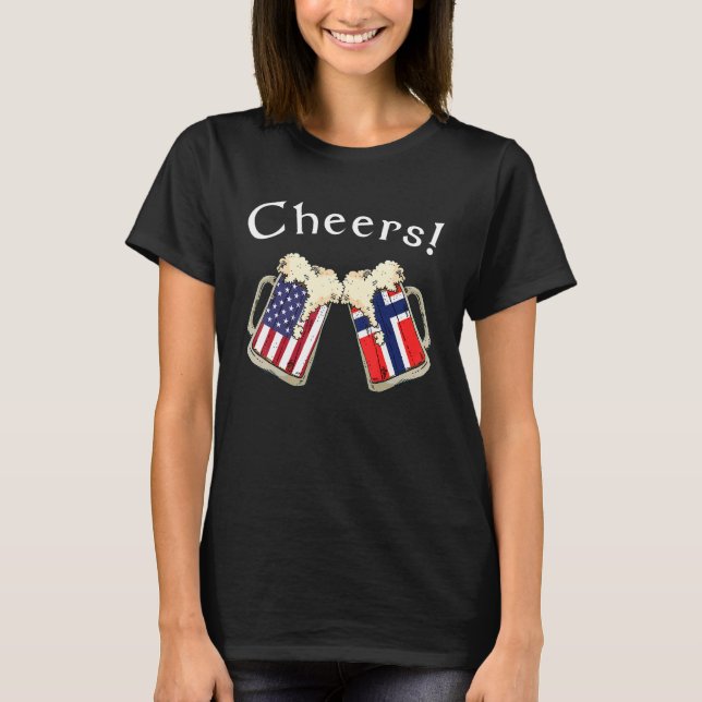 Camiseta American Norwegian Patriot US Flag Beer Drinks Nor (Frente)