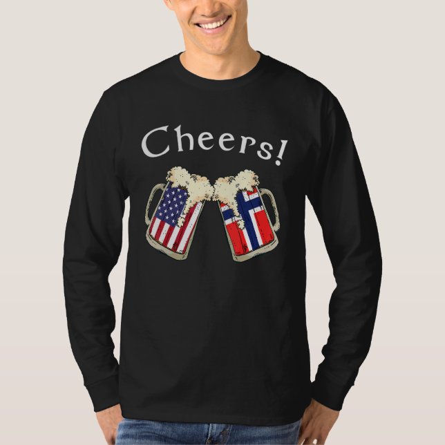 Camiseta American Norwegian Patriot US Flag Beer Drinks Nor (Frente)