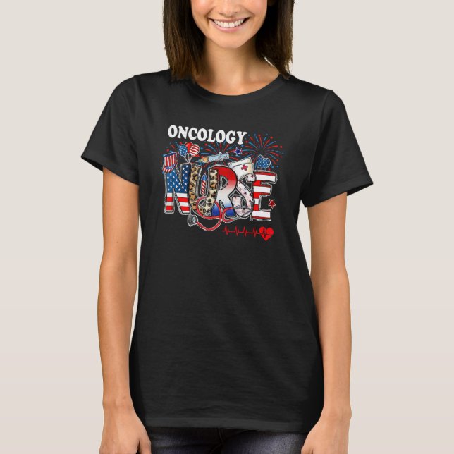 Camiseta American Oncology Nurse 4th of July Nurse Stethosc (Frente)