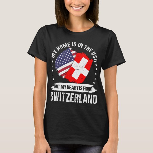 Camiseta American Patriot Switzerland Flag Swiss Roots (Frente)