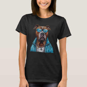 Camiseta American Pit Bull Terrier Engraçado Com Óculos De