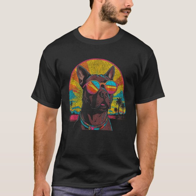 Camiseta American Pit Bull Terrier Engraçado Com Óculos De  (Frente)
