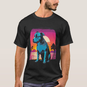 Camiseta American Pit Bull Terrier Retro 80s Style Sunset