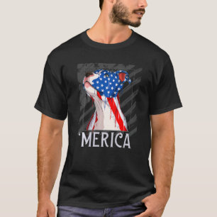 Camiseta American Pitbull 4 de Julho Merica Cachorro Band