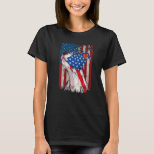 Camiseta American Pitbull Bandeira Dos EUA Patriótico Cacho