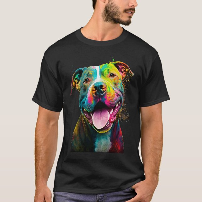 Camiseta American Pitbull Colorful para o pitbull (Frente)