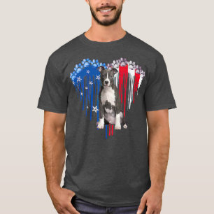 Camiseta American Pitbull Dog Heart 4 de julho USA Flag Pa