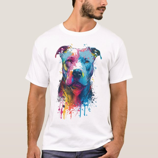 Camiseta American Pitbull - Splash de Tinta de Grafite (Frente)