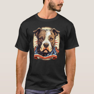 Camiseta American Pitbull Terrier engraçado com a bandeira