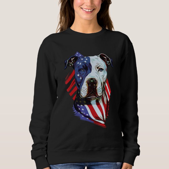 Camiseta American Pitbull with American Flag Illustration (Frente)