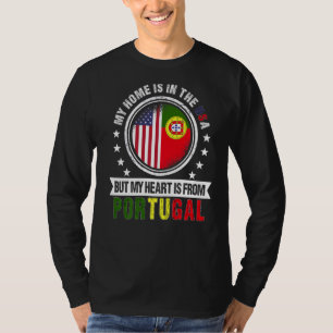 Camiseta American Português Flag Heart Portgual American